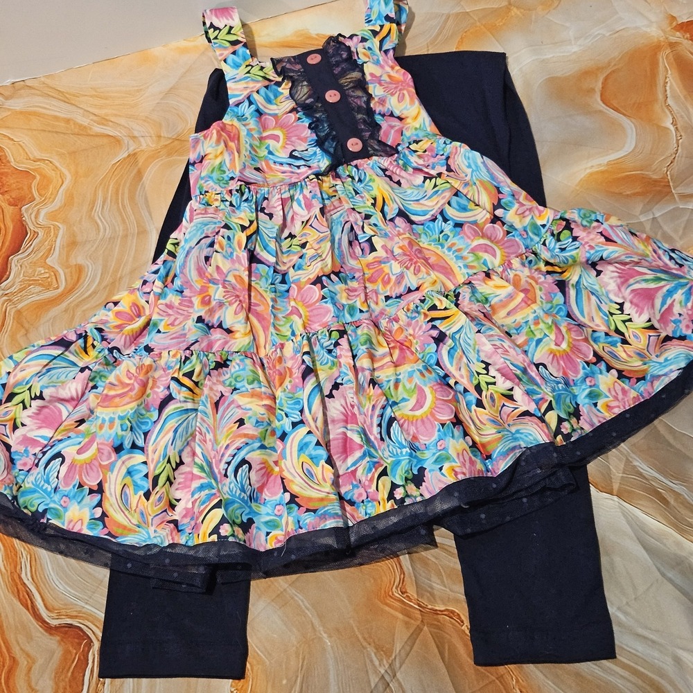 Ric Rac & Ruffles Girls Size 12 Floral Tunic Leggings Outfit Set NWT